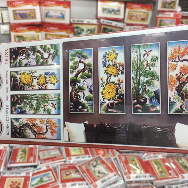 Combo tranh đính đá tứ và phúc lôc thọ