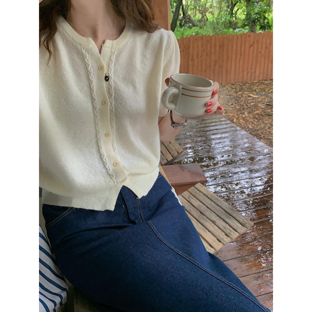 Áo Cardigan Dệt Kim Tay Ngắn Nhẹ Nhàng 51876 Thời Trang Cho Nữ