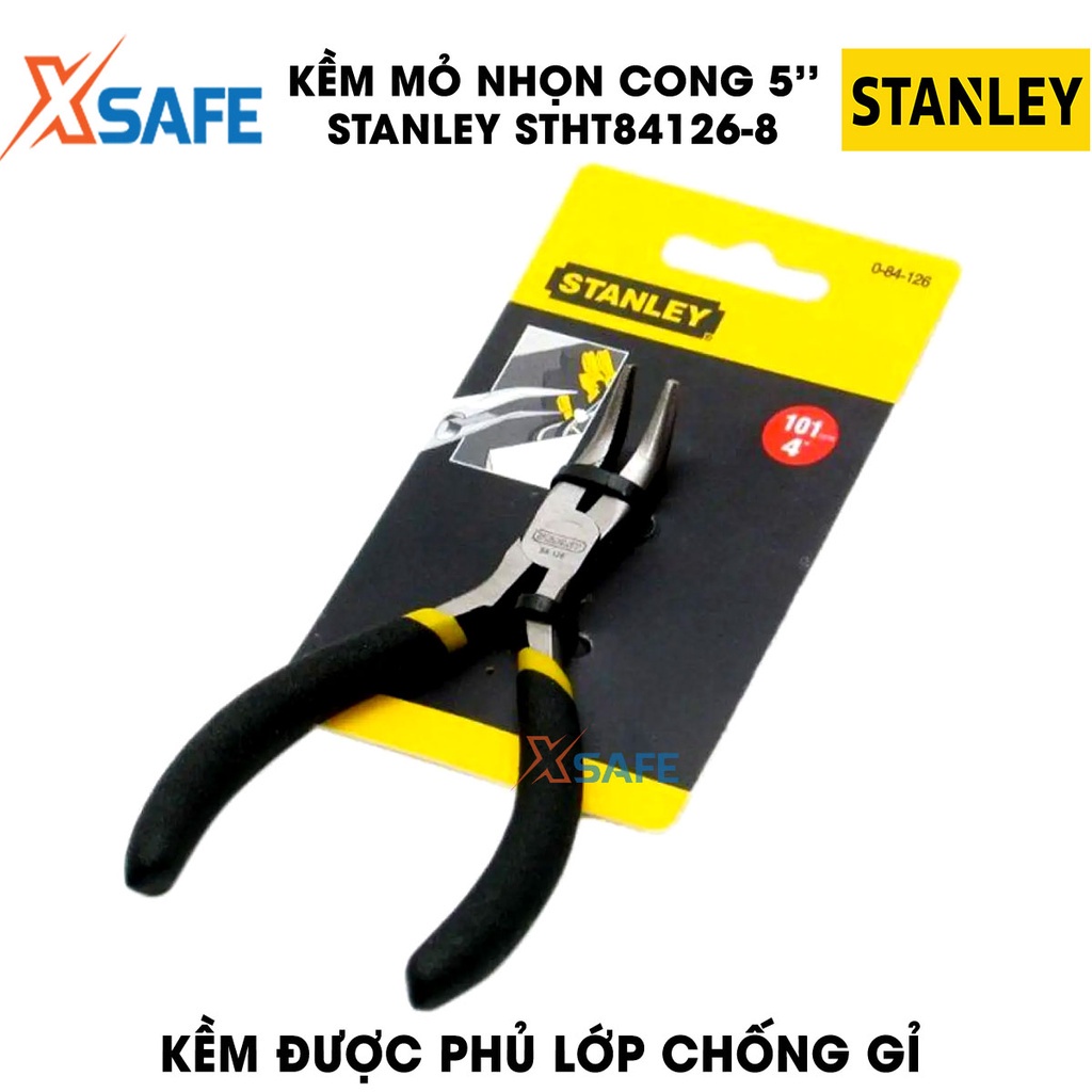 Kềm nhọn ba loại (dài, bằng, cong) STANLEY gia công thép hợp kim cứng Kìm Stanley cán cầm bọc nhựa cao su, đa chức năng