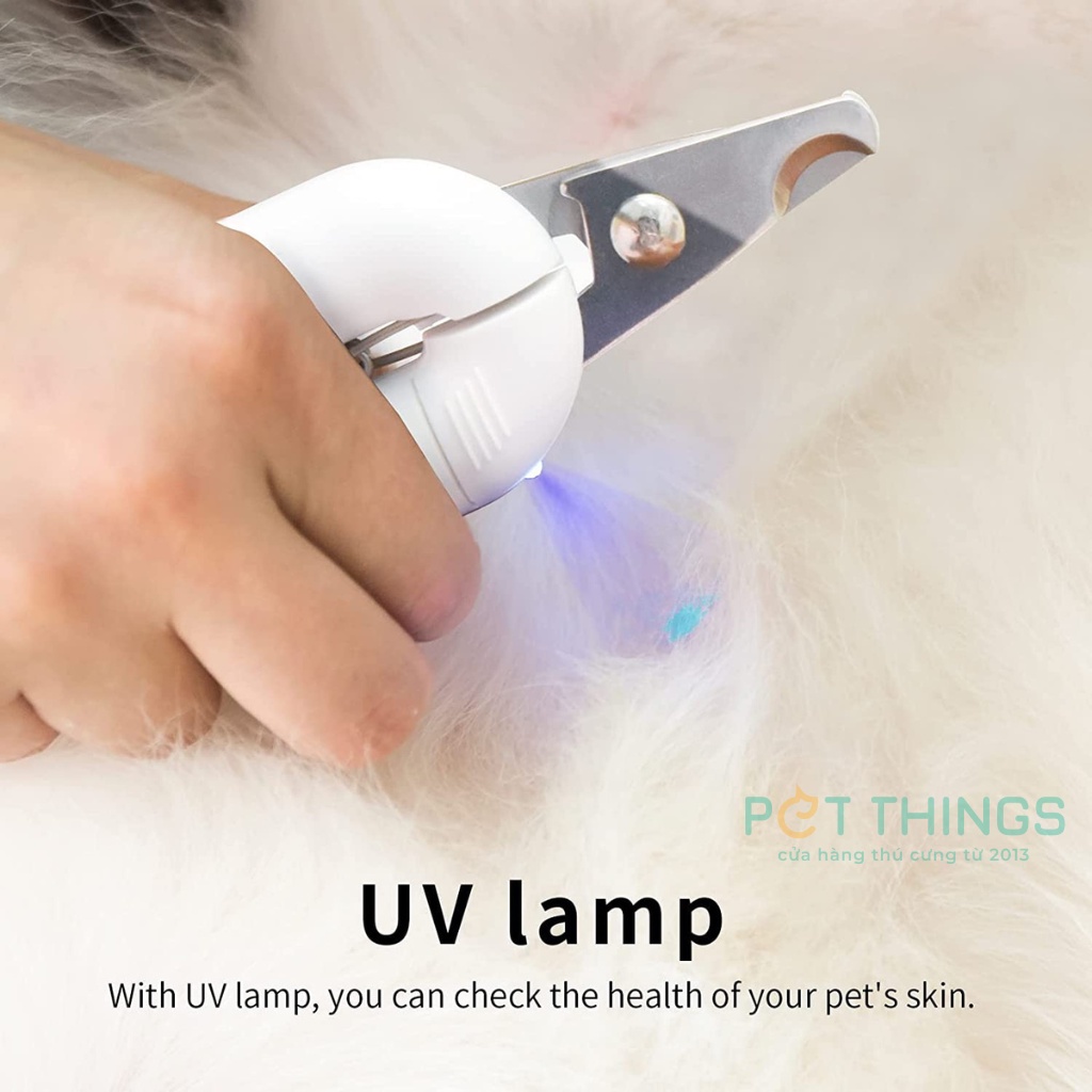 Kềm cắt móng Pakeway tích hợp đèn LED + UV soi nấm da, kèm giũa cho chó, mèo