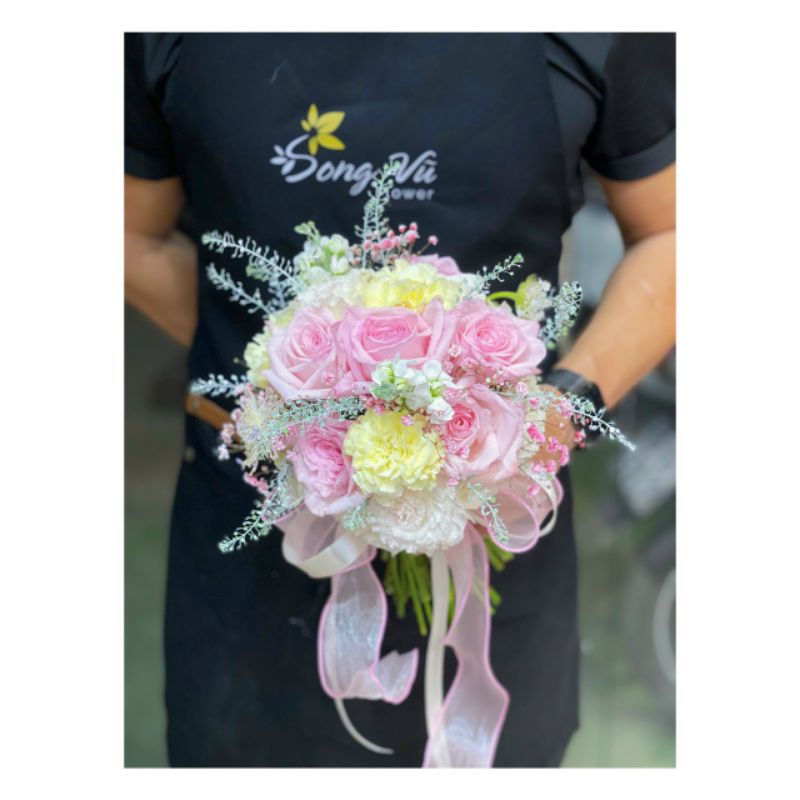 Ruy băng nơ voan làm hoa bó hoa hồng sáp thơm