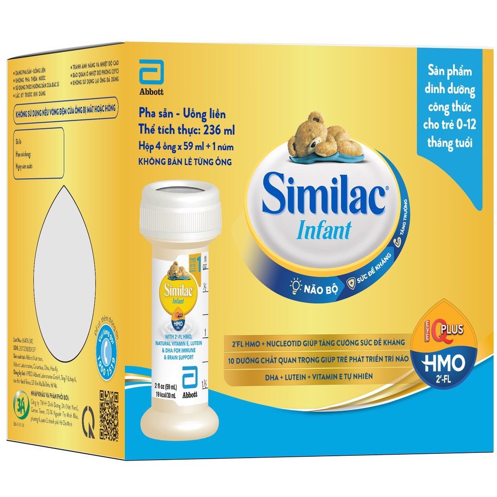 [24 ống] Sữa Similac Infant IQ Plus HMO 19kcal /30ml, ống 59ml có kèm núm ti