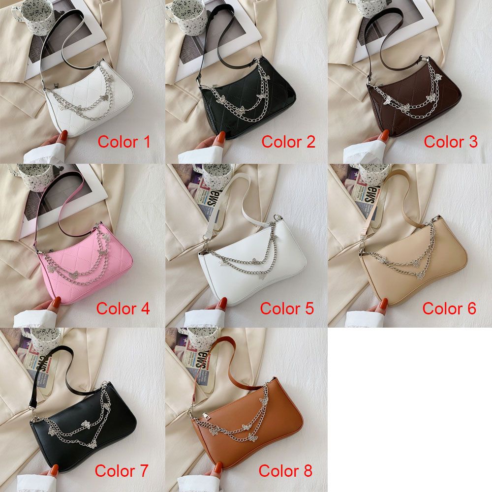 Túi Xách Da PU Họa Tiết Bướm Dập Nổi Phối Dây Xích Đa Năng Thời Trang Cho Nữ