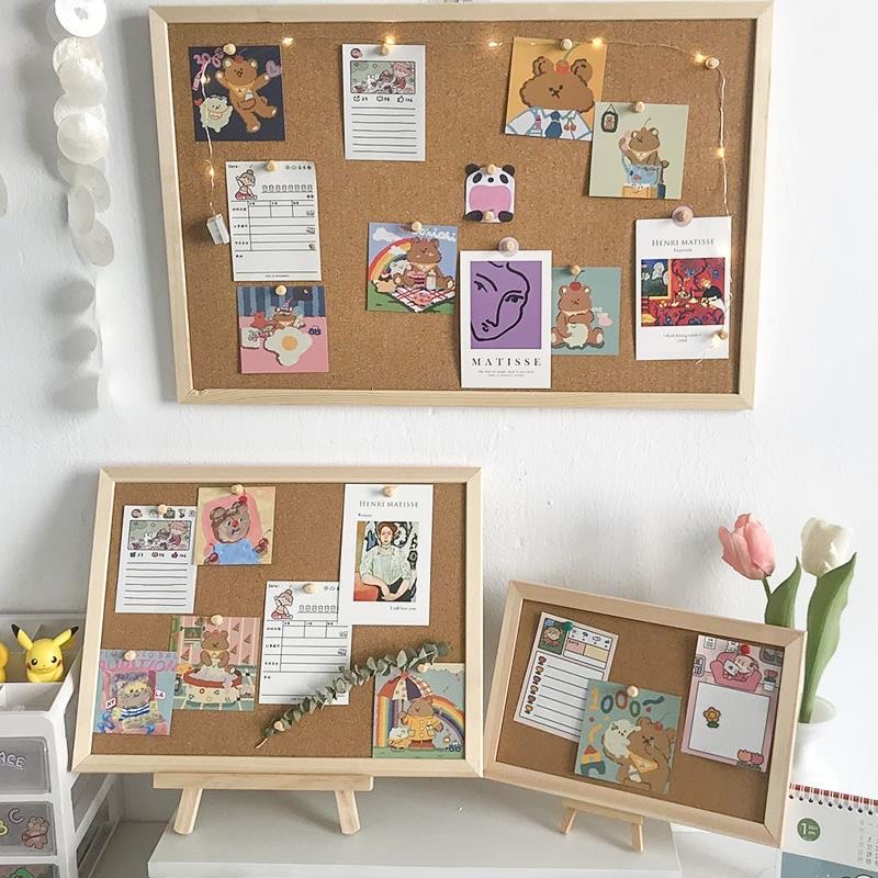 Bảng ghim gỗ bần ghim ghi chú, postcard decor bàn học (Tặng sticker và ghim)
