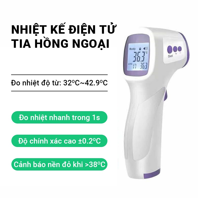 Nhiệt kế điện tử hồng ngoại đo nhiệt độ chính xác Máy đo nhiệt độ nhanh chóng trong 1s không cần chạm