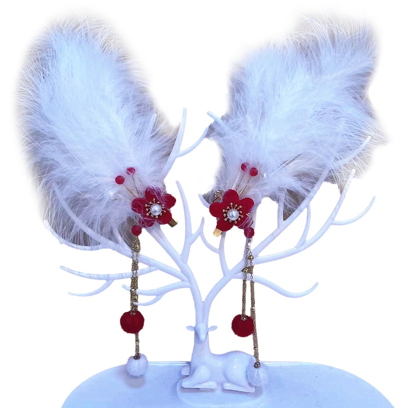 Kẹp Tóc Đính Lông Vũ Phong Cách Vintage Cho Nữ