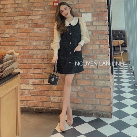 Váy dạ tuýt suông cổ sen _ Hàng Loại 1