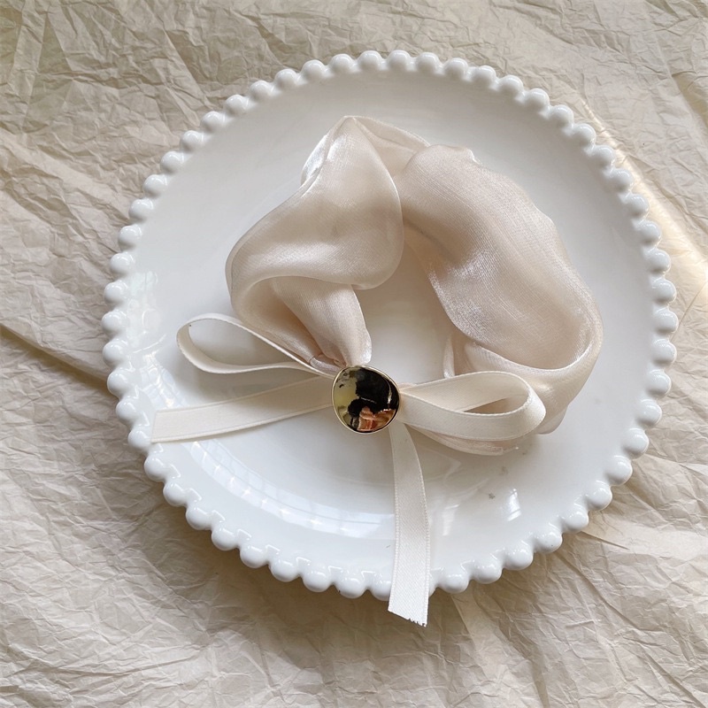 Cột tóc dây buộc tóc voan óng đính mặt sang trọng C17