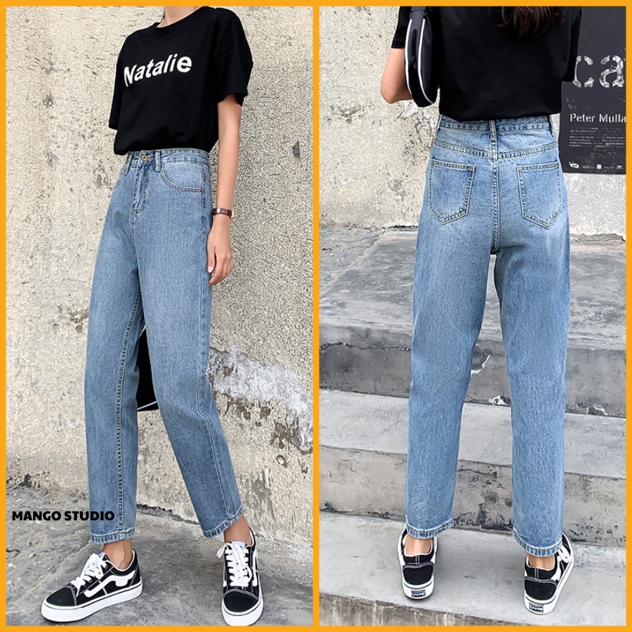 Quần jean nữ baggy lưng cao, quần bò dáng rộng phong cách Hàn Quốc MT285