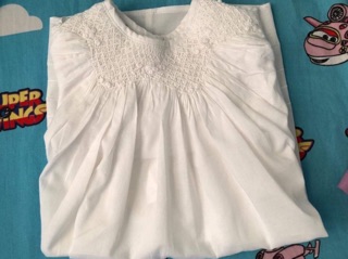 Váy Smock Trắng Tinh Tay Cộc