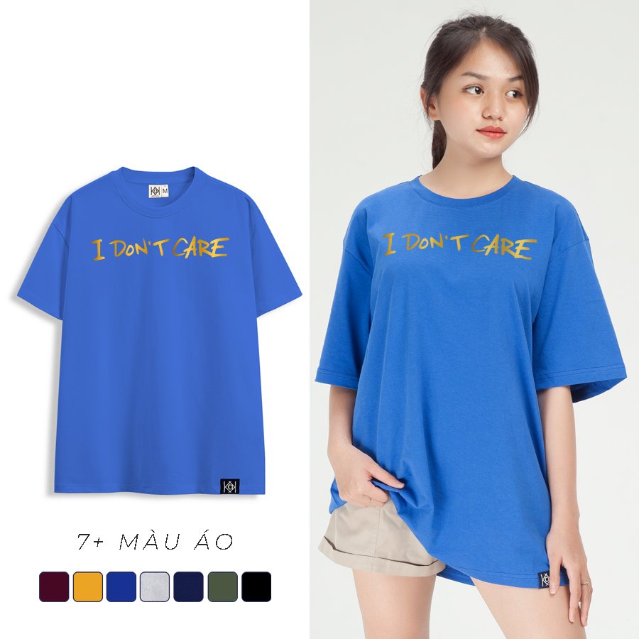 Áo Thun Basic Phông Unisex In Hình I Don't Care Nhũ Vàng Full Tag Form Dáng Rộng MVR KK3759