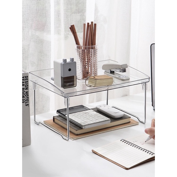 Khay/ kệ gấp gọn đựng mỹ phẩm,phụ kiện, học tập, trang trí bàn học,trong suốt decor tiktok,sticker,văn phòng