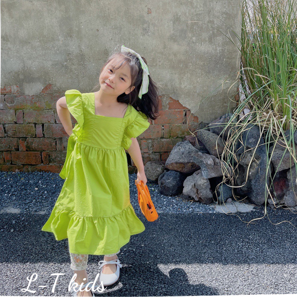 VAY59 - Váy bé gái, Váy thô cánh tiên màu xanh cho bé gái từ 8 - 18kg