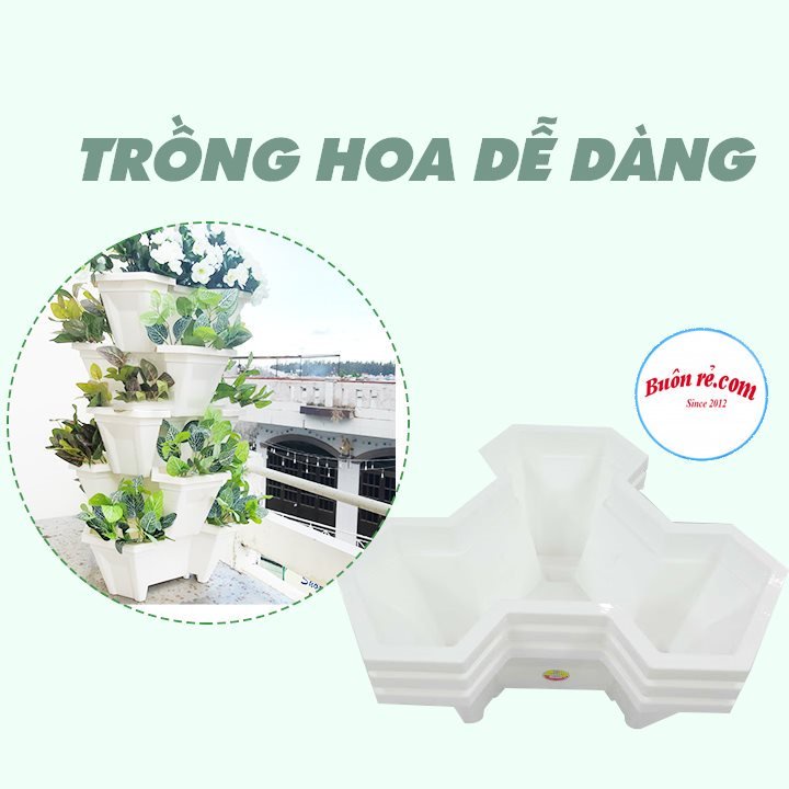 Chậu nhựa trồng cây tam giác (MS:2232) Việt Nhật, Chậu trồng hoa, rau xếp tầng tiện lợi –Buôn rẻ 01412