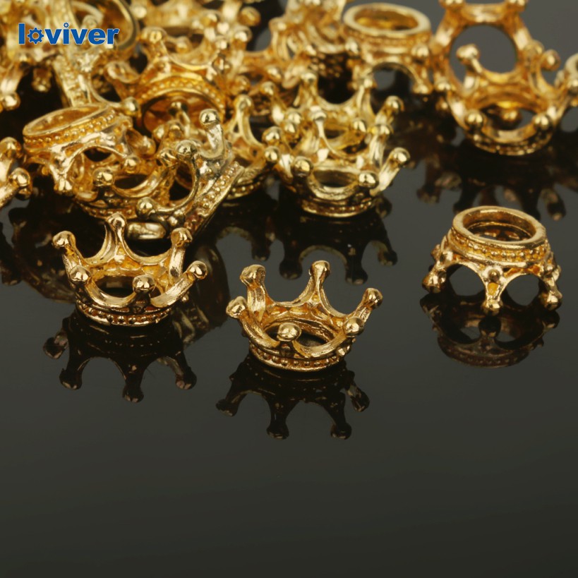 Set 50 Hạt Cườm Mạ Vàng Hình Vương Miện Dùng Làm Trang Sức