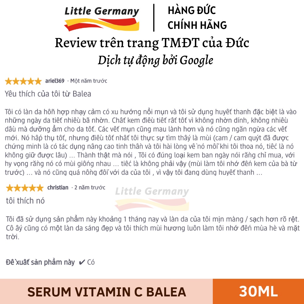 Serum Vitamin C Balea Đức 30ml - Sáng da, Chống lão hoá, Mờ thâm, Mờ nếp nhăn - Hàng nội địa Đức