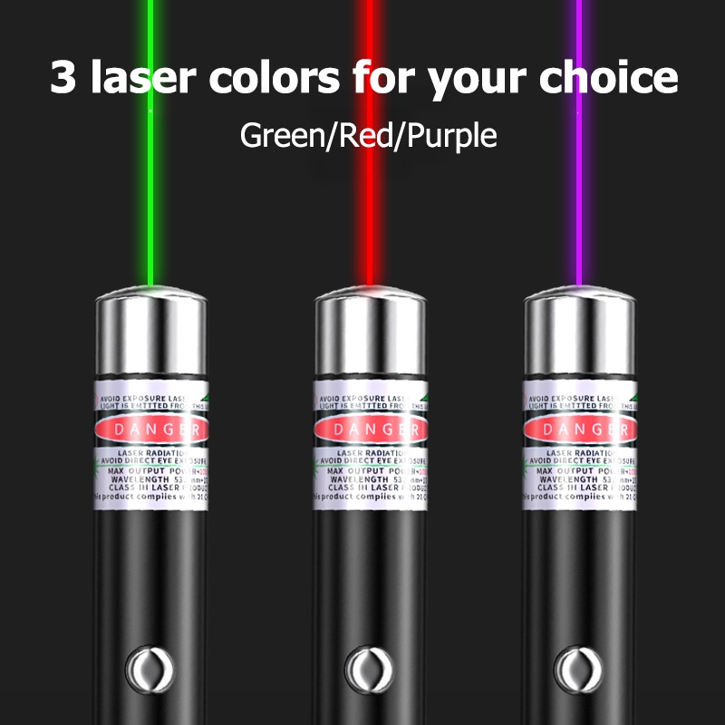 Bút Chiếu Laser 5MW 650nm Màu Xanh Lá / Đen Với 3 Màu Lựa Chọn