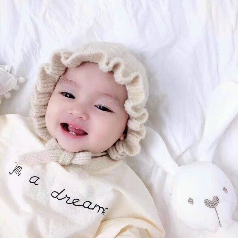 Mũ len bèo hàn quốc cho bé gái, mũ len cô gái Hà Lan dễ thương, mũ len bèo bé gái