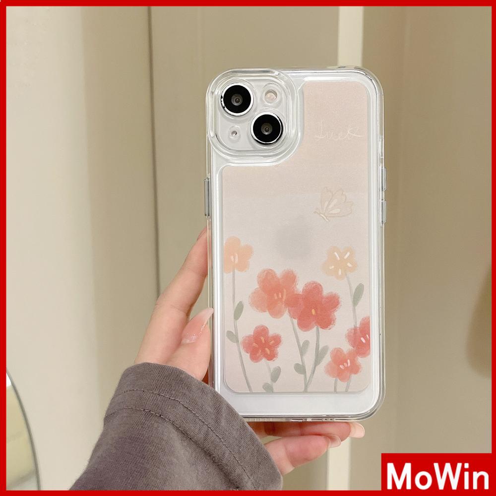 iPhone Case Silicone Soft Case Clear Case Thickened Shockproof Protection Camera Metal Button Elegant Flower Compatible For iPhone 11 Pro Max 13 Pro Max 12 Pro Max 7Plus xr XS Max
