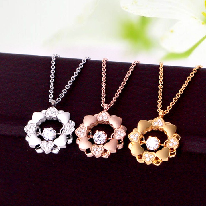 Dây chuyền nữ titan cao cấp hình trái tim đính đá siêu đẹp, bền màu, chuẩn thời trang