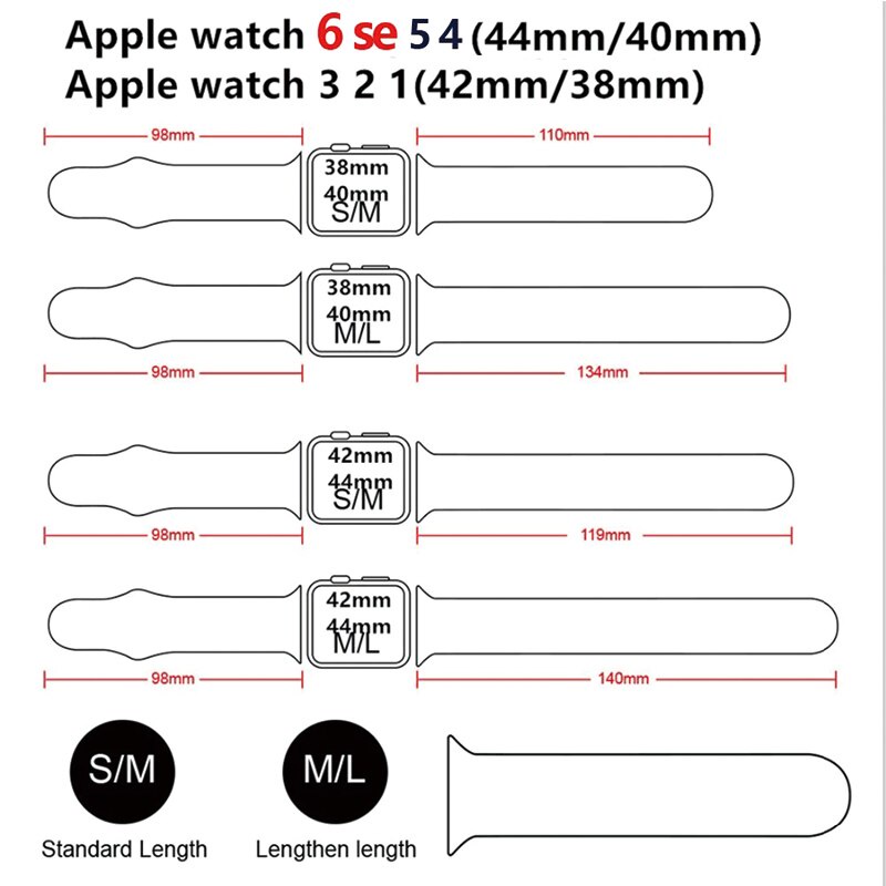 Set dây đeo silicon + vỏ bảo vệ thích hợp cho đồng hồ Apple Watch dòng 4 3 5 SE 6 kích thước 44mm 40mm 42mm 38mm
