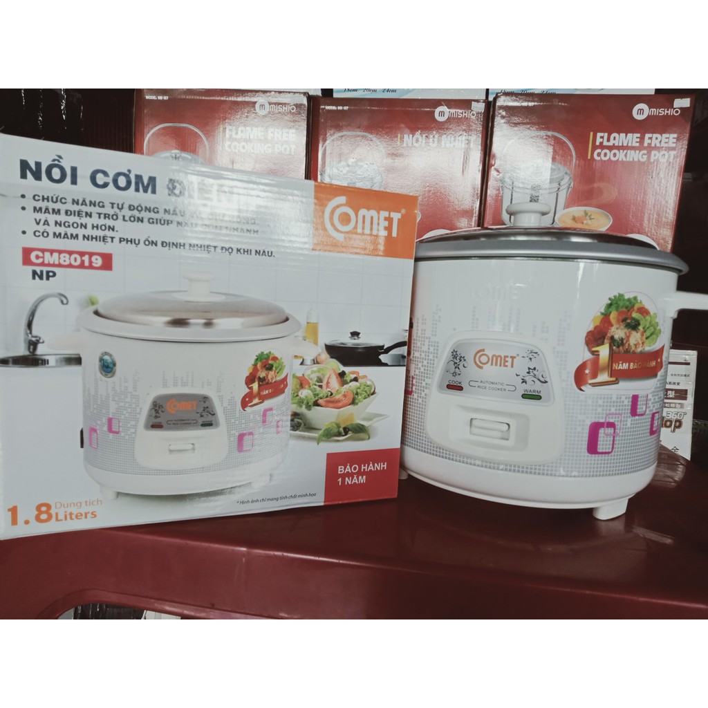 Nồi Cơm Điện Nắp Rời 1.8l Chính Hãng Comet Bảo Hành 1 Năm