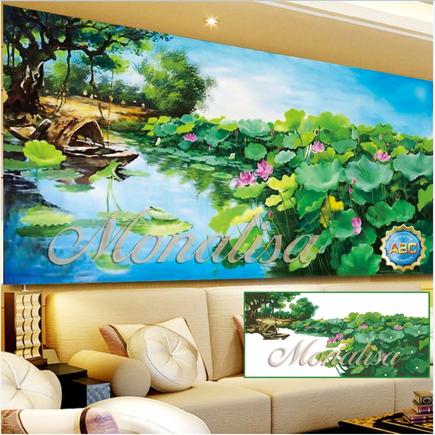 Tranh đính đá Đầm sen Y8059