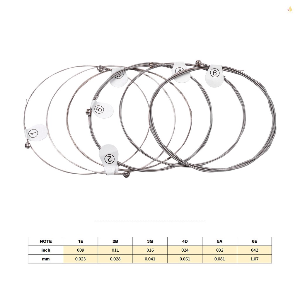 Bộ Dây Đàn Guitar Điện 6 Dây Bằng Hợp Kim Niken Chống Ăn Mòn (.009-.042)