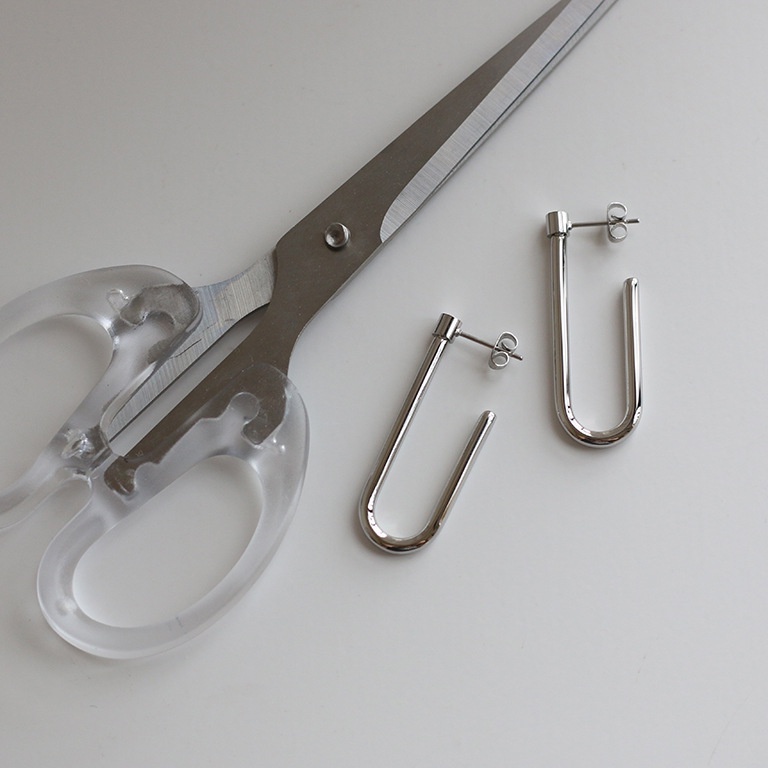 Bông tai titan unisex móc chữ U dài không gỉ UE2103