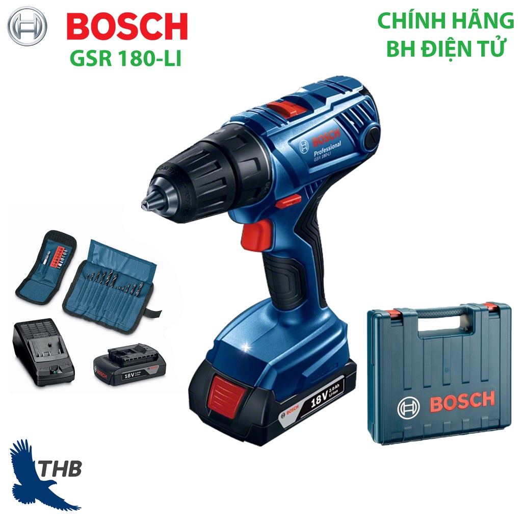 Máy khoan bắt vít dùng pin Bosch GSR 180-LI