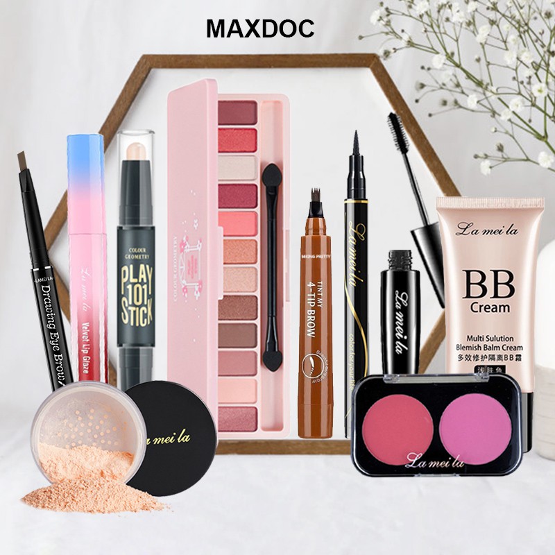 Bộ trang điểm 10 món Lameila, bộ trang điểm đầy đủ kem nền, son, phấn phủ, ... MD-BTD101
