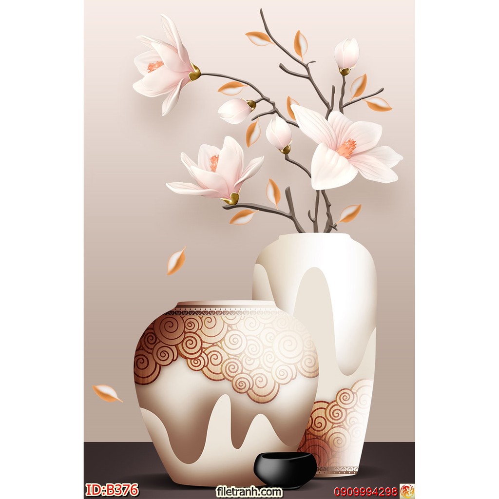 TRANH DÁN TƯỜNG 3D BÌNH HOA, LỌ HOA NHIỀU MẪU