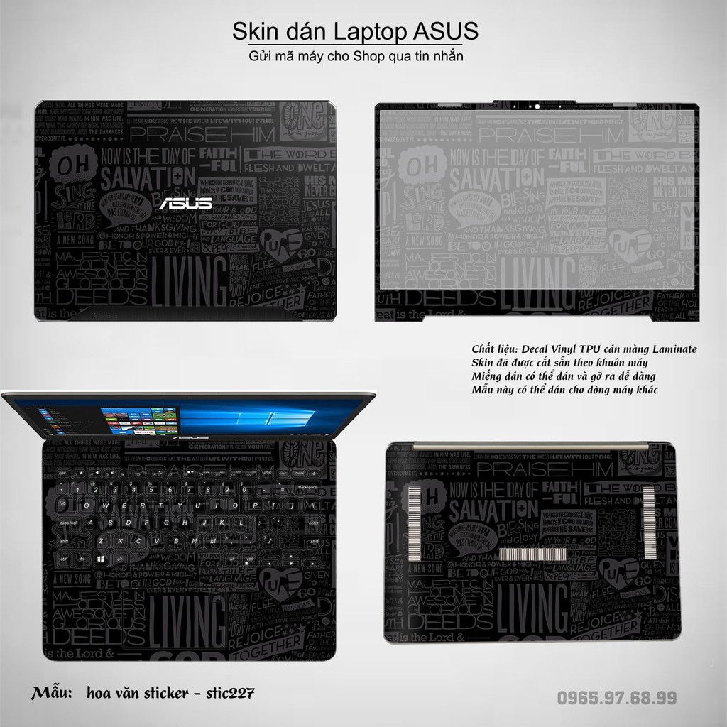 Skin dán Laptop Asus in hình Hoa văn sticker nhiều mẫu 37 (inbox mã máy cho Shop)