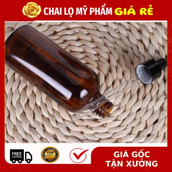 [Combo 10sp] Lọ Chiết Serum ❤ [100ml] Chai lọ đựng tinh dầu bóp giọt Khoen đen chiết mỹ phẩm , phụ kiện du lịch