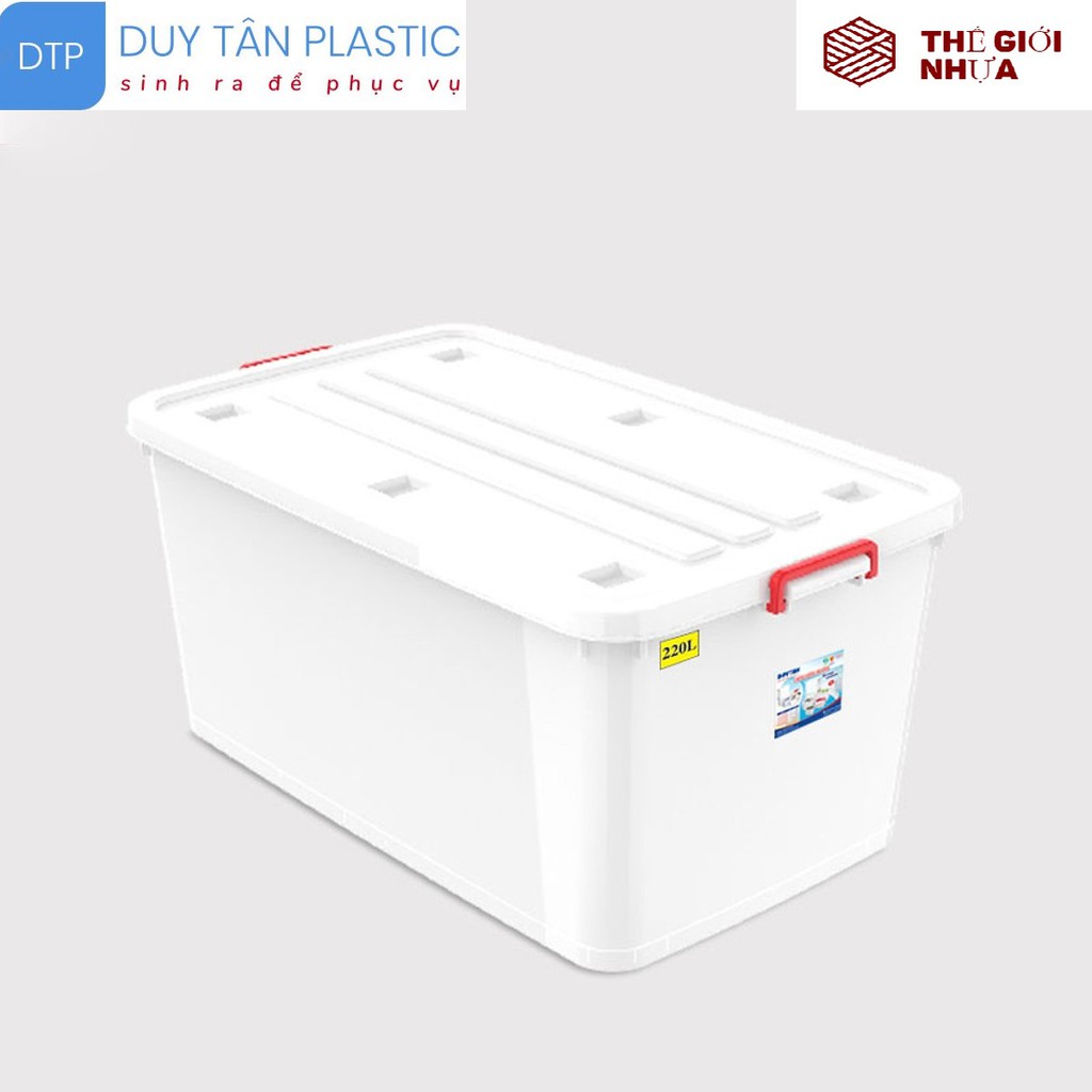 Thùng Vuông Nhựa Duy Tân 140 Lít Có Bánh Xe No.213-Kích thước (DxRxC): 78.5 x 56 x 47 cm- GIAO NHANH 2H