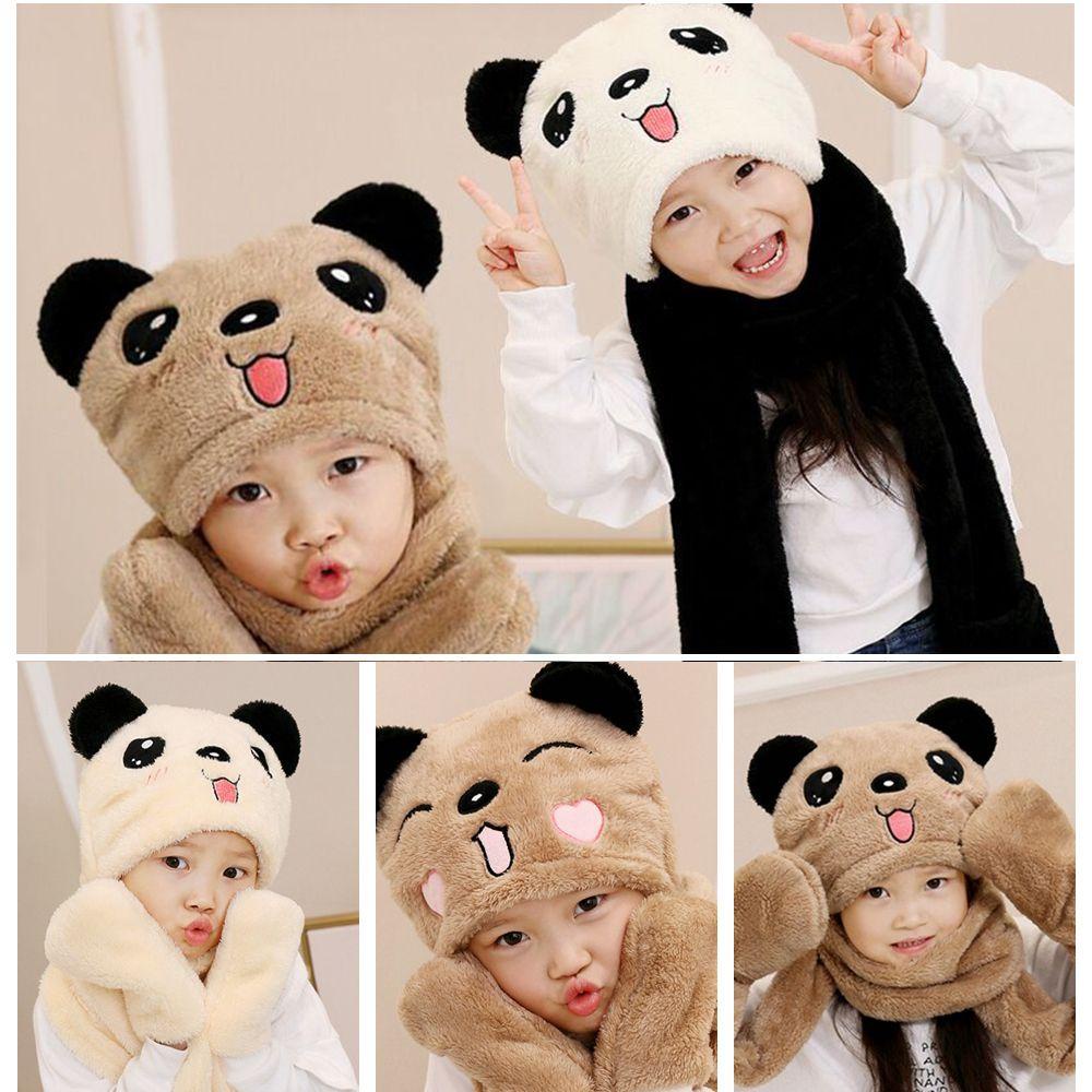 Bộ Khăn Choàng / Nón / Găng Tay Hình Gấu Trúc Dày Dặn Chống Gió Tiện Dụng