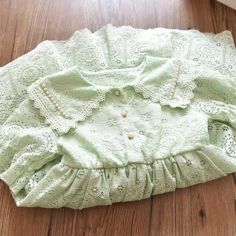 Đầm Cổ Búp Bê Phối Ren Phong Cách Phương Tây Thời Trang Mùa Hè Hàng Mới Dành Cho Bé Gái 2022