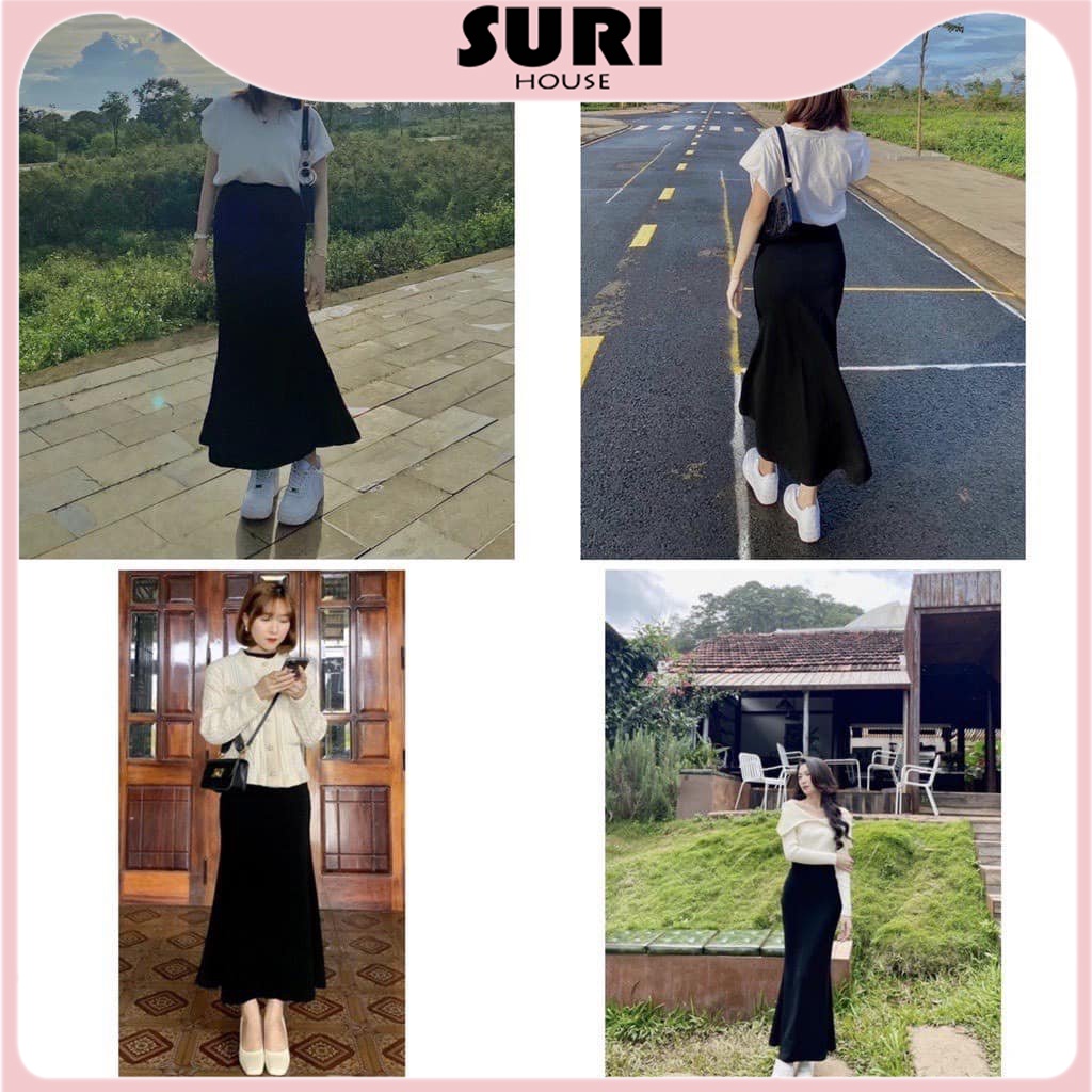 Chân váy đuôi cá dáng dài loe tôn dáng che khuyết điểm, nâng mông, cotton co giãn, mặc được 4 mùa, Freesize (40 - 63kg) | BigBuy360 - bigbuy360.vn