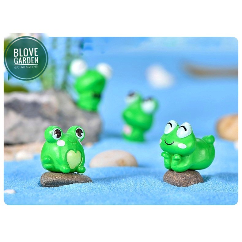 Tiểu cảnh 3 Chú Ếch làm mô hình Vương Quốc Ếch xinh xắn, trang trí chậu cây để ban, sen đá xưong rồng, làm quà tặng
