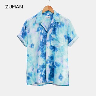 Áo sơ mi nam hoạ tiết tay ngắn Tie Dye Shirt ASM164 ZUMAN form suông, chất lụa cao cấp, thoáng mát, không nhăn