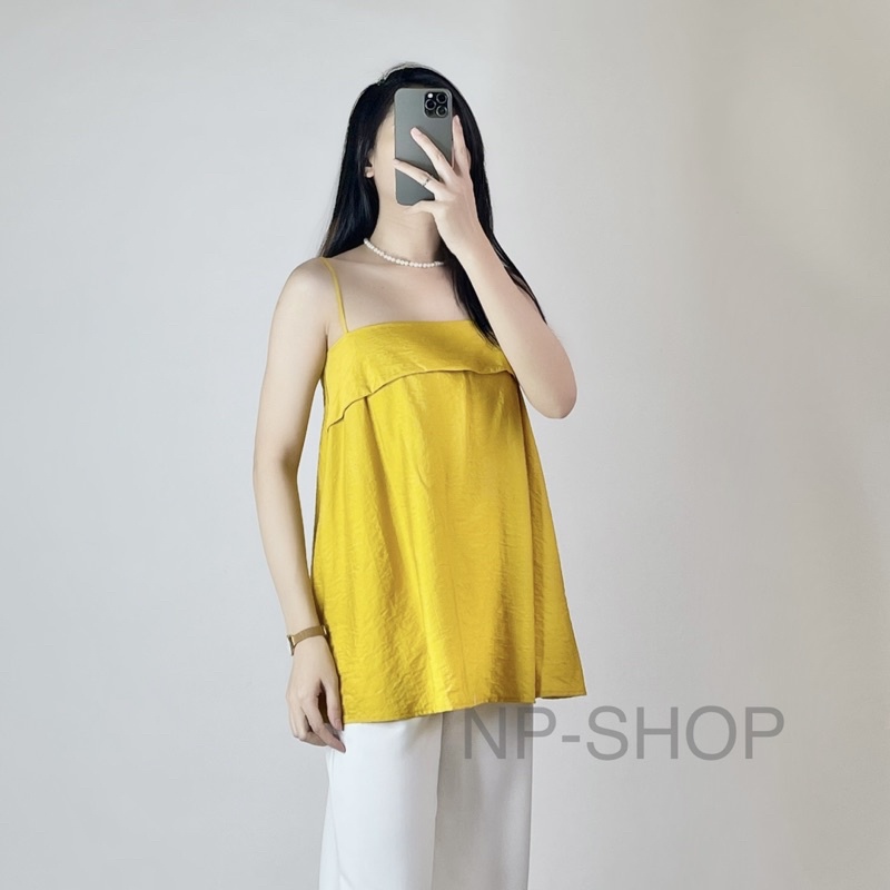 Áo 2 dây nữ form rộng freesize dáng dài NPA004