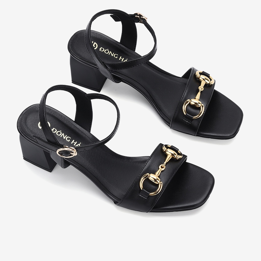 Giày Sandal Nữ Đông Hải Gót Vuông Cao 6cm Quai Bản Khoá Kim Loại Mạ Vàng - S81K9