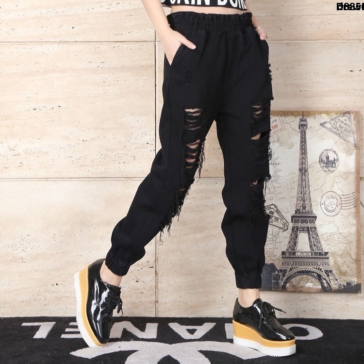 Quần Dài Rách Gối Thời Trang Cá Tính Cho NữÁo Khoác Denim Kiểu Hàn Quốc Thời Trang Xuân Thu Cá Tính