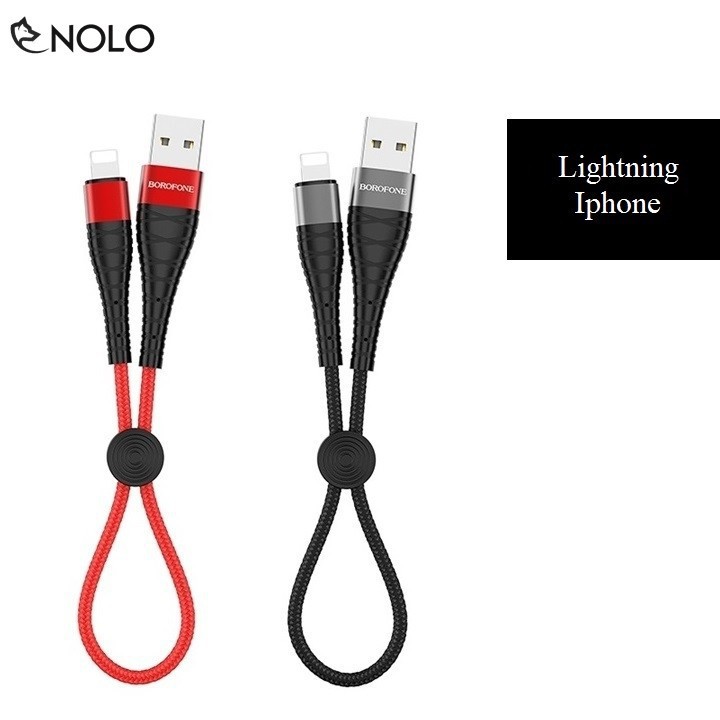 Sạc Nhanh Truyền Dữ Liệu Mini 5A Borofone BX32 Chui Lightning Type C MicroUSB Dây Nylon Dù Chống Đứt Rối Dài 25cm