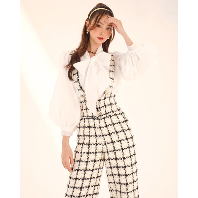 The19Club - Quần yếm tweed caro Sophia Pants