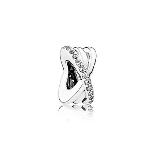 PANDORA Vòng Tay Bạc 925 Xỏ Hạt Mắt Mèo Màu Xanh Dương Tráng Men Hình Trái Tim Đại Dương Cho Nữ