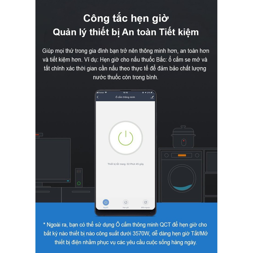 Ổ cắm thông minh QCT kết nối Wifi nhà thông minh Smart Socket