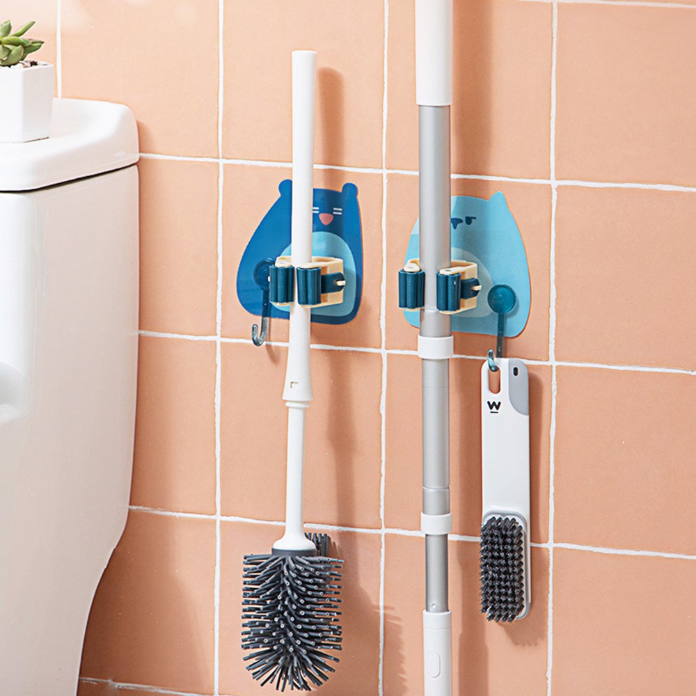 Móc Treo Chổi/ Cây Lau Nhà Tự Dính Họa Tiết Hoạt Hình Cho Nhà Bếp/Phòng Tắm