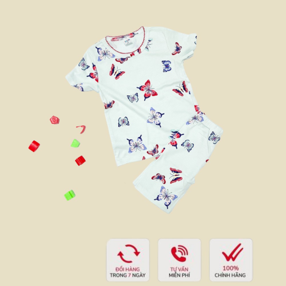 Bộ cộc tay cho bé, quần áo trẻ em mùa hè vải cotton bozip xuất dư cho bé gái Xu Xu Kids size từ 1 đến 5 tuổi