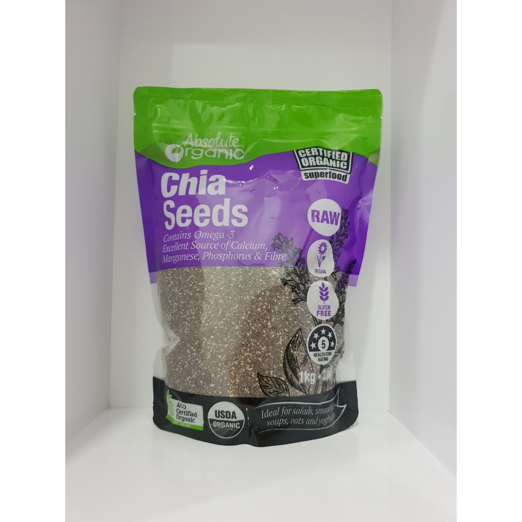 Hạt Chia Úc Absolute Organic Chia Seeds 1kg (Mẫu mới)